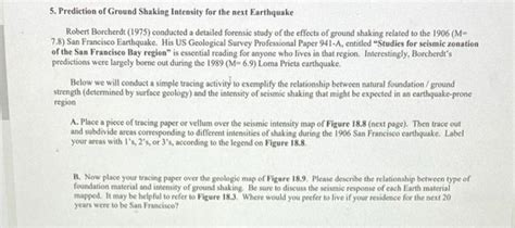 Solved 5. Prediction of Ground Shaking Intensity for the | Chegg.com