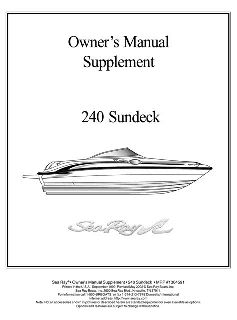 SEA RAY BOATS 240 SUNDECK OWNER'S MANUAL SUPPLEMENT Pdf Download | ManualsLib