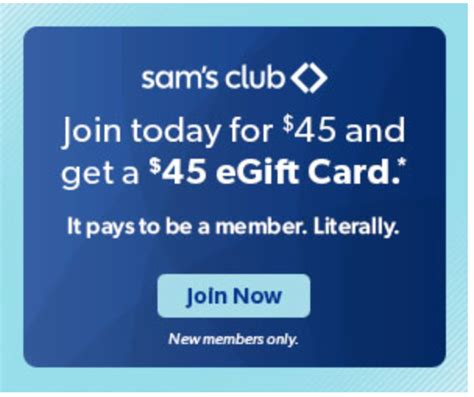 Join Sam's Club Membership and get a FREE $45 Sam's Club gift card!