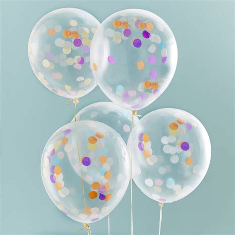 pack of five confetti filled clear party balloons by ginger ray | notonthehighstreet.com