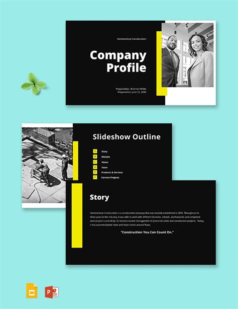 Free Startup Construction Company Profile Template - Download in PowerPoint | Template.net