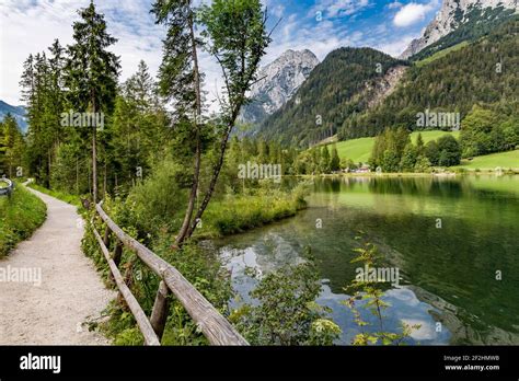 Lake hiking trail, Hintersee, Ramsau, rear Reiteralpe, Berchtesgaden ...