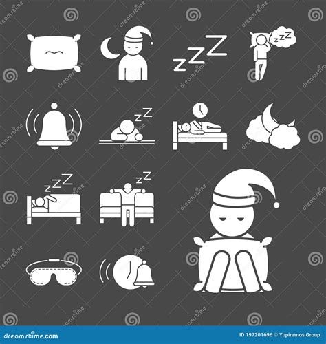 Insomnia Symptoms Asleep Disorder Linear Icons Style Stock Vector - Illustration of insomniac ...