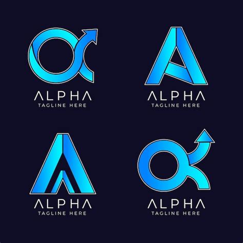 Free Vector | Flat design alpha logos pack