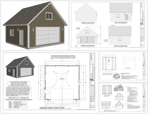 #G514 24 x 24 x 9 Loft Garage Plans in PDF and DWG in 2021 | Garage design plans, Garage plans ...