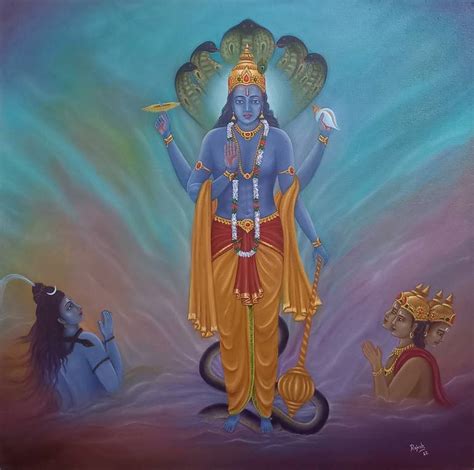 Lord Vishnu Painting by RAJESH SHARMA | Saatchi Art