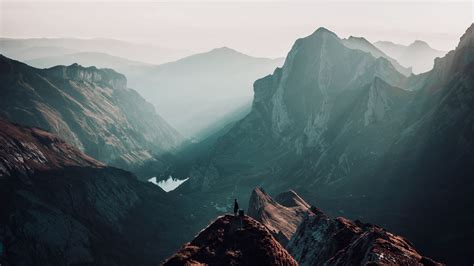 peaks, alone, loneliness, mountains, switzerland, 4k HD Wallpaper