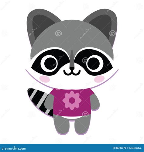 Happy Raccoon Cartoon Isolated On White Background Vector Illustration ...