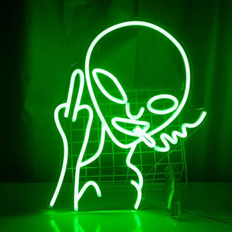 Buy LUCUNSTAR Green Alien Neon Sign,Neon Sign for Room,Alien Neon Signs for Wall Decor,Game Room ...