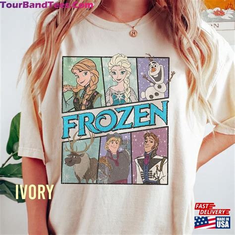 Comfort Colors® Retro Frozen Movie Characters Shirt Vintage Elsa Princess Unisex Classic ...