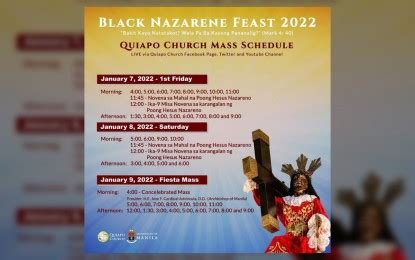 Quiapo Church releases online Mass sked for Black Nazarene feast | Philippine News Agency