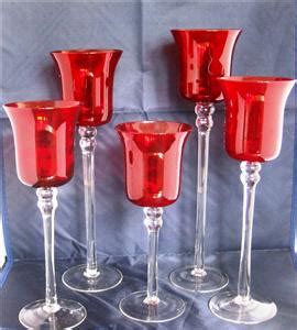 5 RUBY RED GLASS LONG STEMMED VOTIVE OR TEA LIGHT CANDLE HOLDERS | eBay