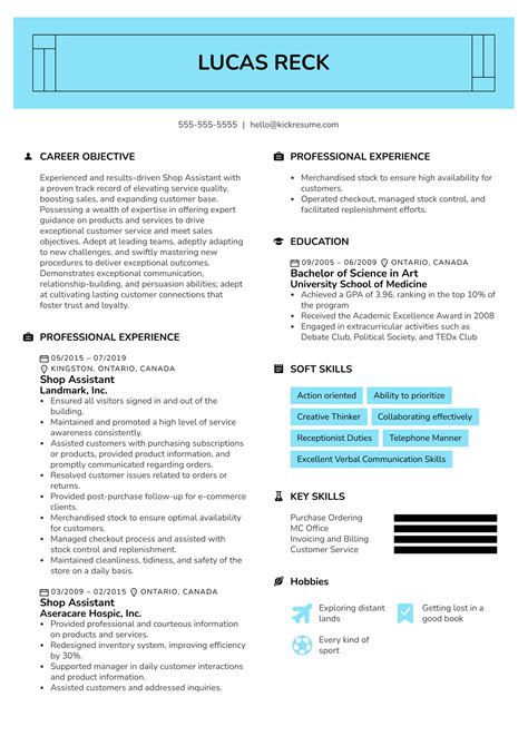 Shop Assistant Resume Example | Kickresume