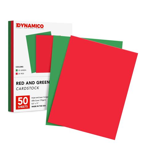 Red and Green Holiday Color Cardstock, Card Stock Paper for Christmas and New Year Arts & Crafts ...