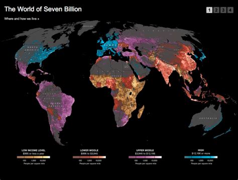 World population densities mapped | FlowingData