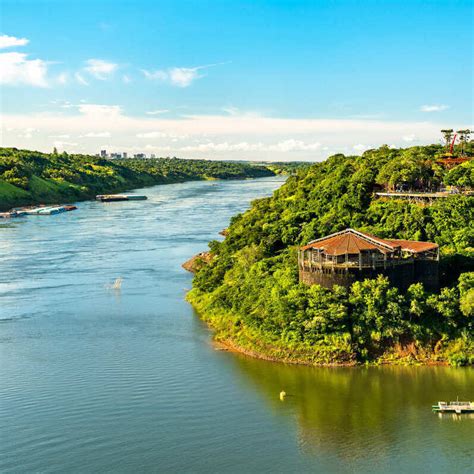 Iguazu River On The Border Between Paraguay And Brazil, South America ...