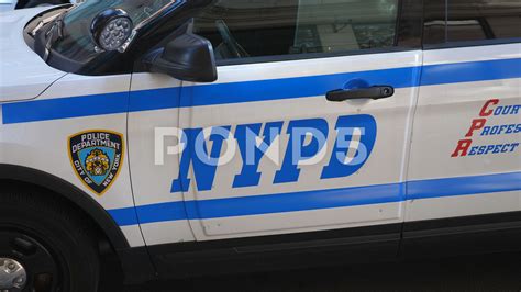 Detail of Logos on NYPD police car. Queens, New York City, USA. #AD ,# ...