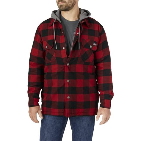 Genuine Dickies - Genuine Dickies Sherpa Lined Hooded Flannel Shirt Jacket - Walmart.com ...