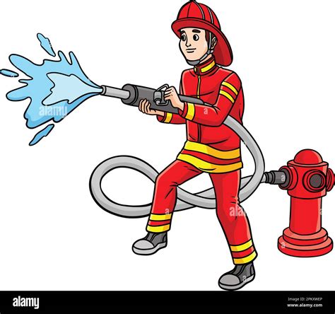 Firefighter Cartoon Colored Clipart Illustration Stock Vector Image & Art - Alamy