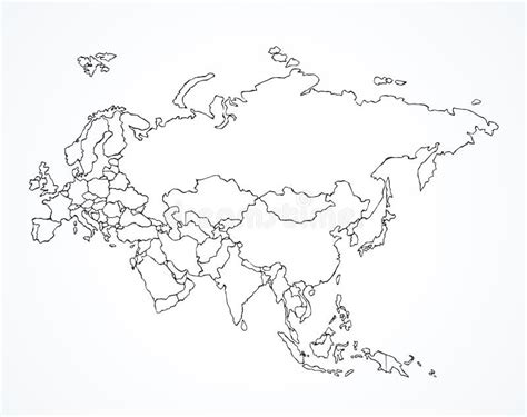 Eurasia Continente Con I Contorni Dei Paesi Illustrazione Di Vettore ...