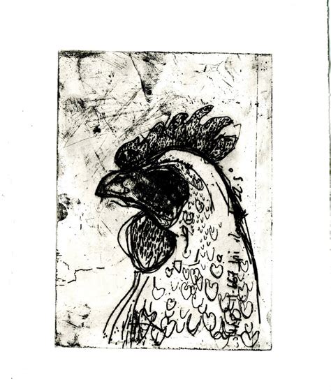 Rosanna morris: Chicken Drypoint etching | Monoprint art, Drypoint ...