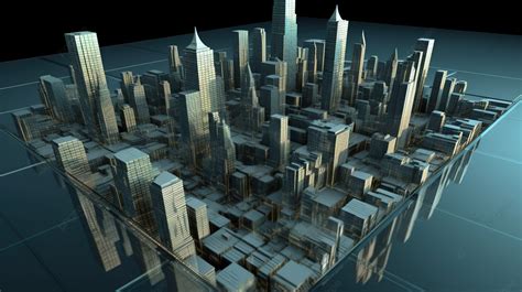 Skyline Animation Of City With A Reflective Surface Background, 3 D ...