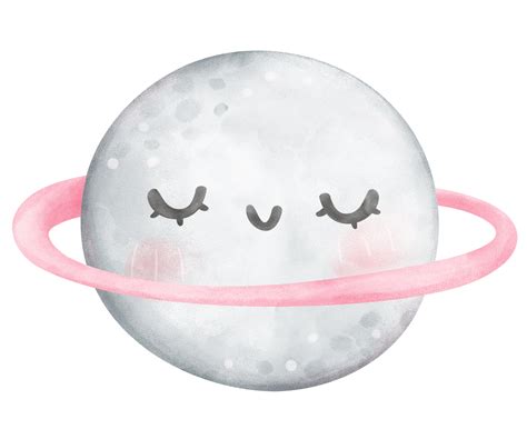 Cute saturn with ring watercolor illustration 35490170 PNG