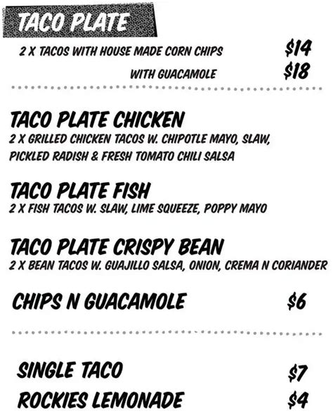 Taco Truck Menu, Menu for Taco Truck, Brunswick West, Melbourne - Urbanspoon/Zomato