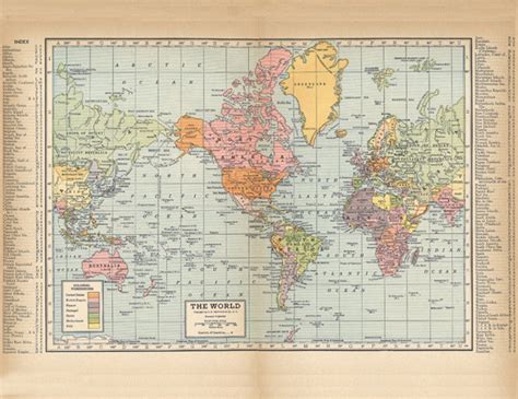 Printable World Map From 1904, a High Resolution 600 Dpi Digital Download for Large Scale ...