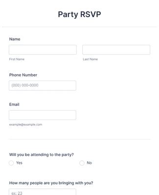 Party RSVP Form Template | Jotform