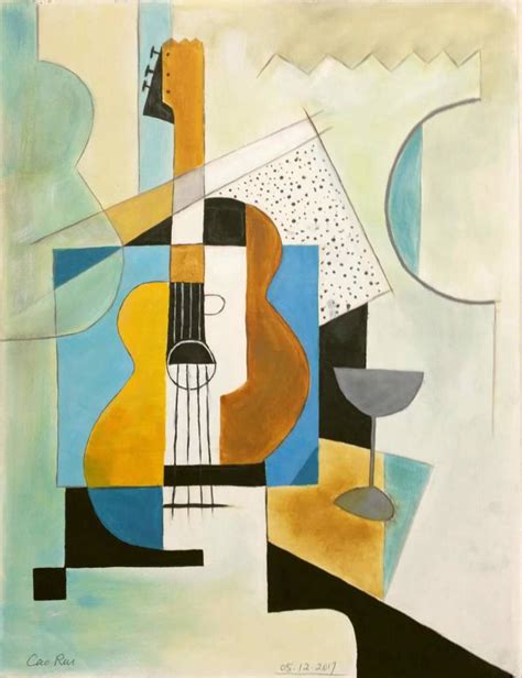 Guitar (after Pablo Picasso ) Painting by Rui Cao | Saatchi Art