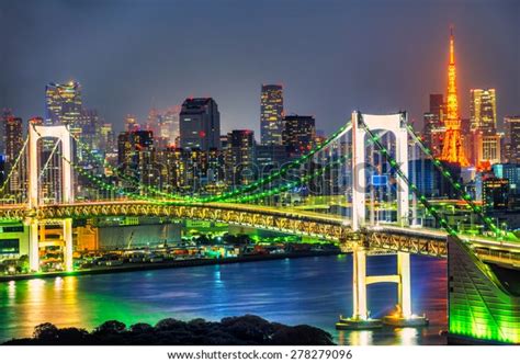 Tokyo Skyline Tokyo Tower Rainbow Bridge Stock Photo (Edit Now) 278279096