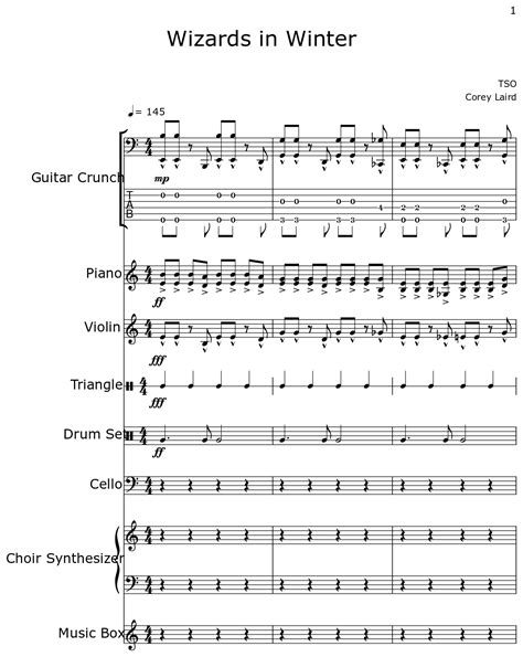 Wizards in Winter - Sheet music for Guitar Crunch, Piano, Violin ...