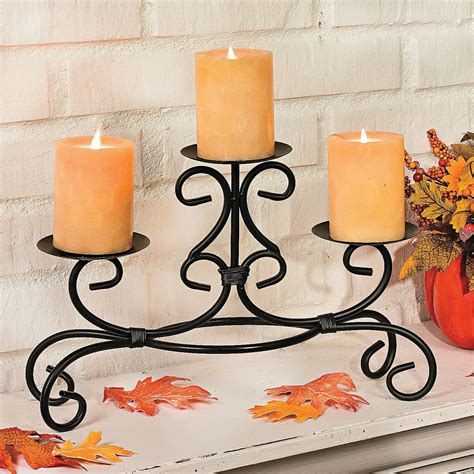 Three+Pillar+Candleholder+-+OrientalTrading.com | Wrought iron candle holders, Candle holders, Decor