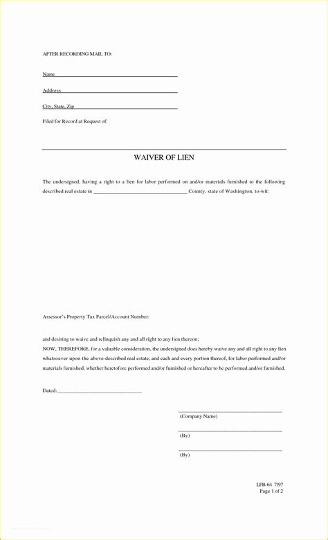 Free Lien Release form Template Of Print Template Category Page 2 Izzness | Heritagechristiancollege