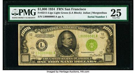 This $1000 Bill is #1 and Is Expected To Bring Six Figures. Auction closes January 22, 2021