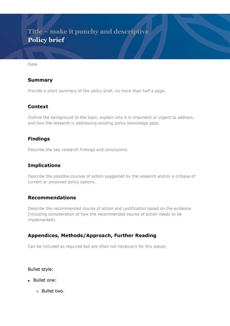 50 Free Policy Brief Templates (MS Word) ᐅ TemplateLab