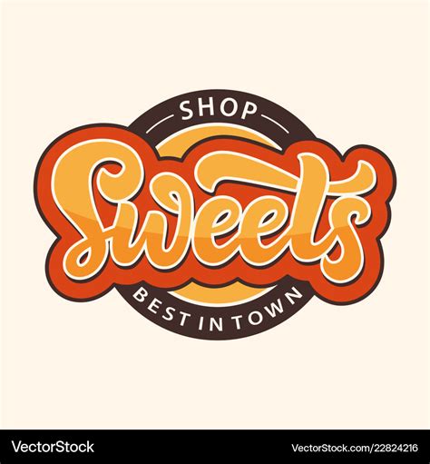 Sweets shop logo label candy bar emblem Royalty Free Vector