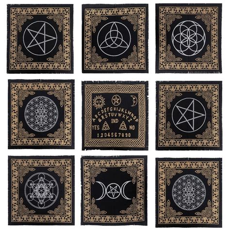 Altar Cloth Wiccan Pagan Yule Tarot BlackGoldSilver | Etsy