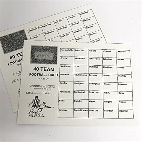 A4 100 TEAM FOOTBALL SCRATCH CARD FOR FUNDRAISING, CHARITY EVENTS ETC.: Amazon.co.uk: Toys & Games