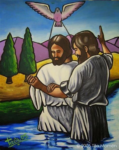 First Generation Christians: "John Baptizing Jesus" Painting by Tito Momen