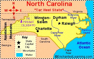 North Carolina: Facts, Map and State Symbols - EnchantedLearning.com