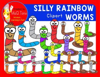 SILLY RAINBOW WORMS Clipart | Worm clipart, Clip art, Rainbow