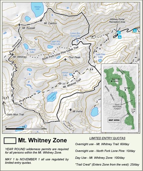 Mt Whitney Zone Map - Whitney Portal CA • mappery