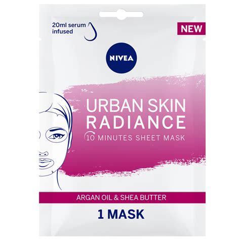 Nivea Face Urban Skin Radiance Sheet Mask Serum Infused with Argan Oil ...