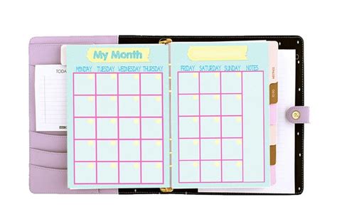 Filofax A5 Printable Month on 2 Page Blue,2 Planner Pages,dots Designs ...