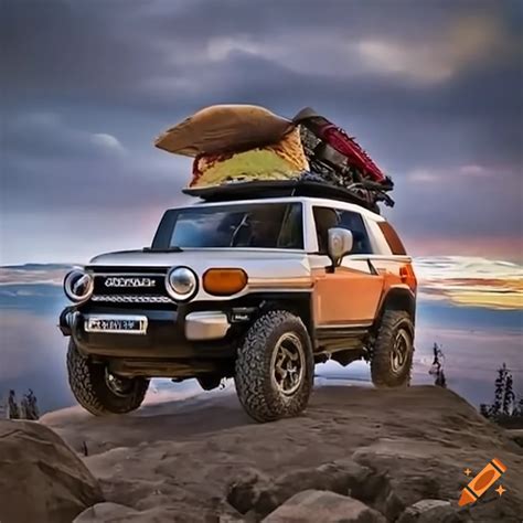 Toyota fj cruiser off-road vehicle with fajitas on top