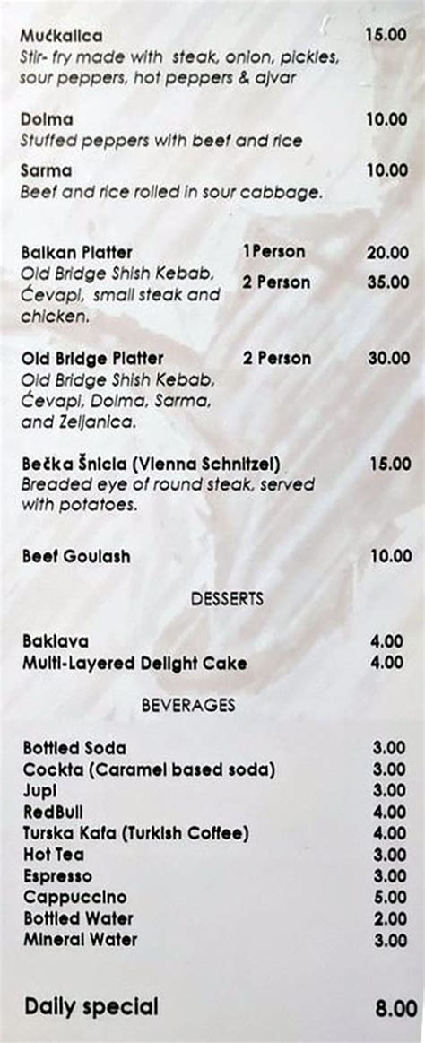 Old Bridge Cafe menu – SLC menu