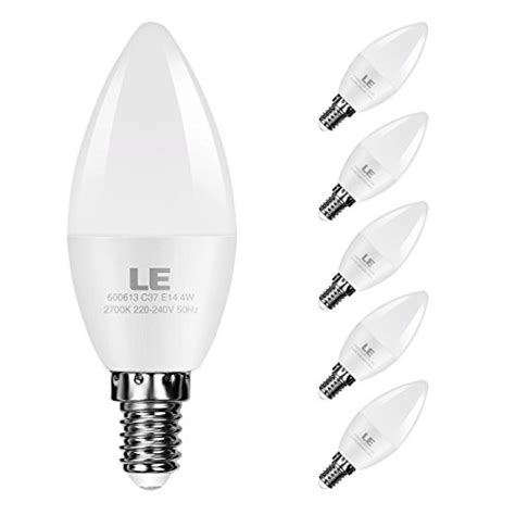 LE 4W E14 LED Candle Bulbs Pack of 5 C37 Candle Lamp 35W Incandescent Bulb Equivalent Warm White ...