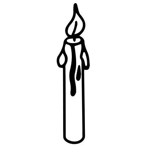 Candle hand drawing line. Outline. Isolated single candle on a white background. Doodles.Candles ...